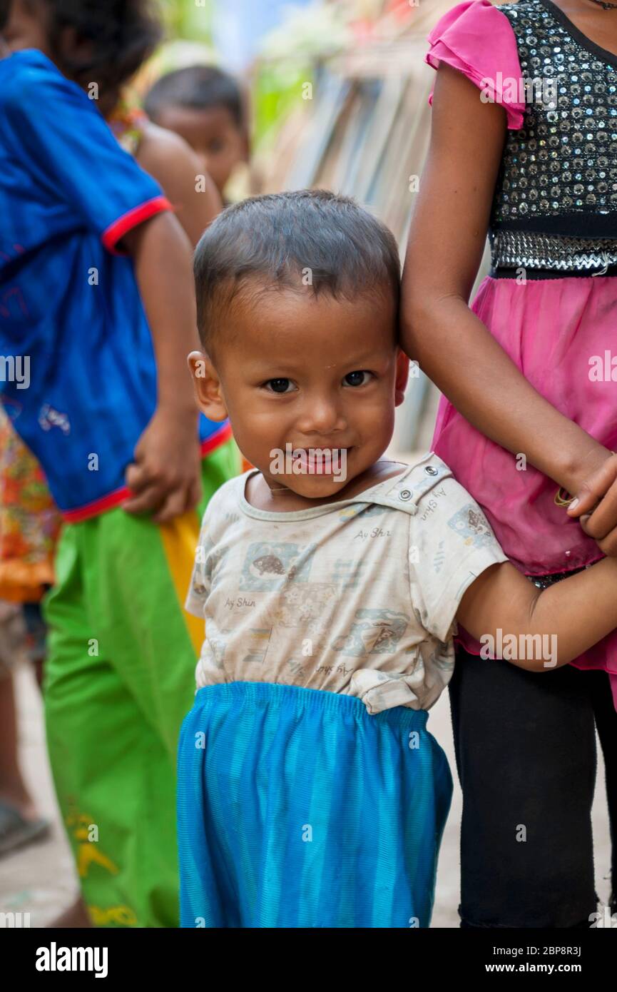 Young Cambodian boy. Silk Island, Phnom Penh, Cambodia, Southeast Asia Stock Photo