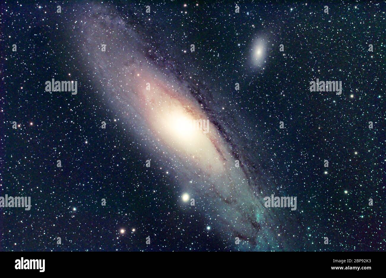 M31 The Andromeda Galaxy, 5.3 hour exposure through telescope, photographed from London, UK Stock Photo