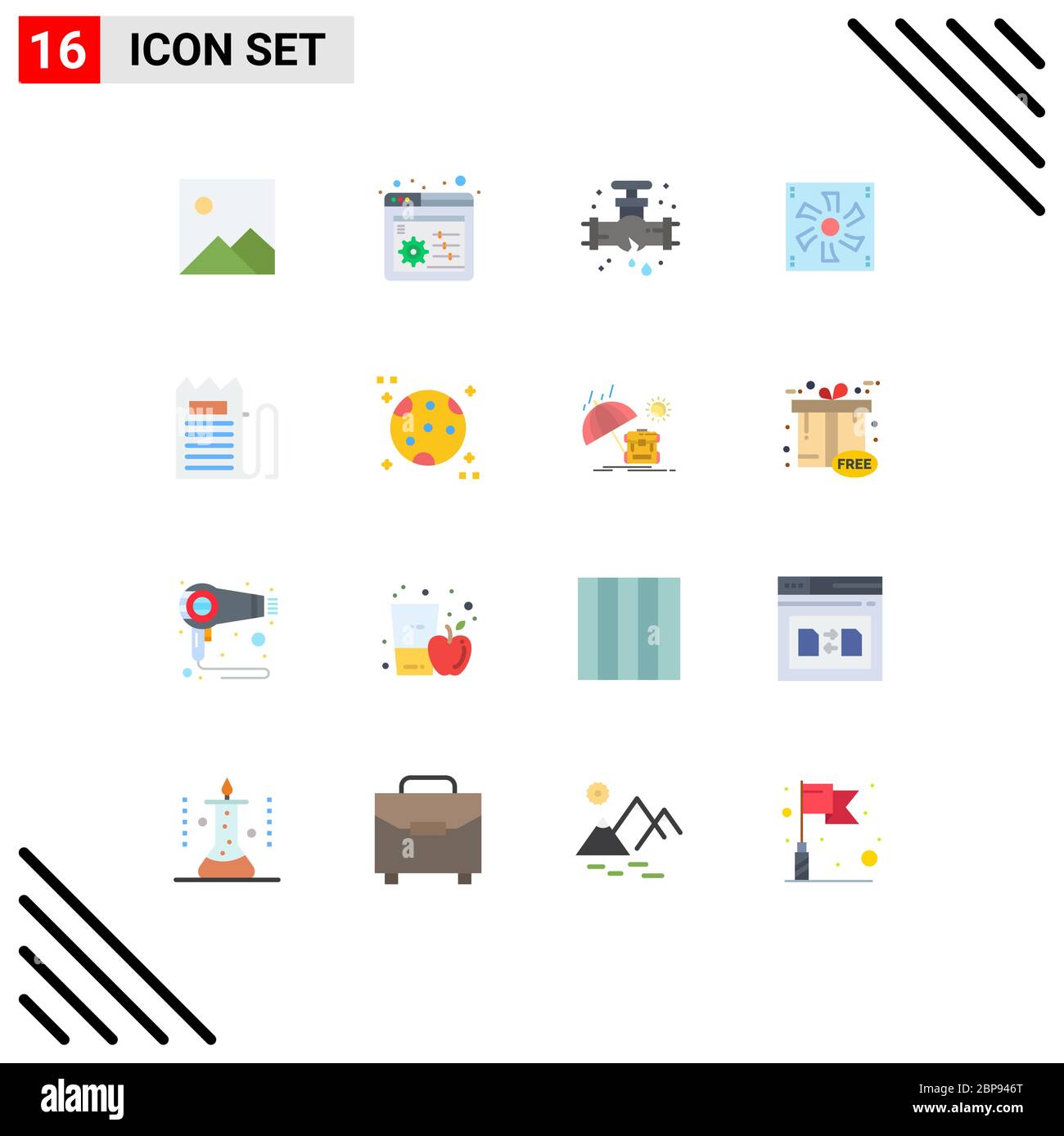 Stock Vector Icon Pack of 16 Line Signs and Symbols for invoice, checkout, plumber, fan, cooler Editable Pack of Creative Vector Design Elements Stock Vector