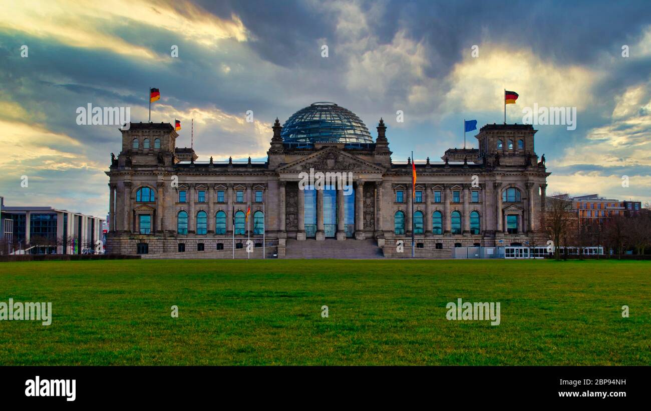 Berlin, Germany April 10, 2020 The famous German parliament building "Reichstag", seat of
