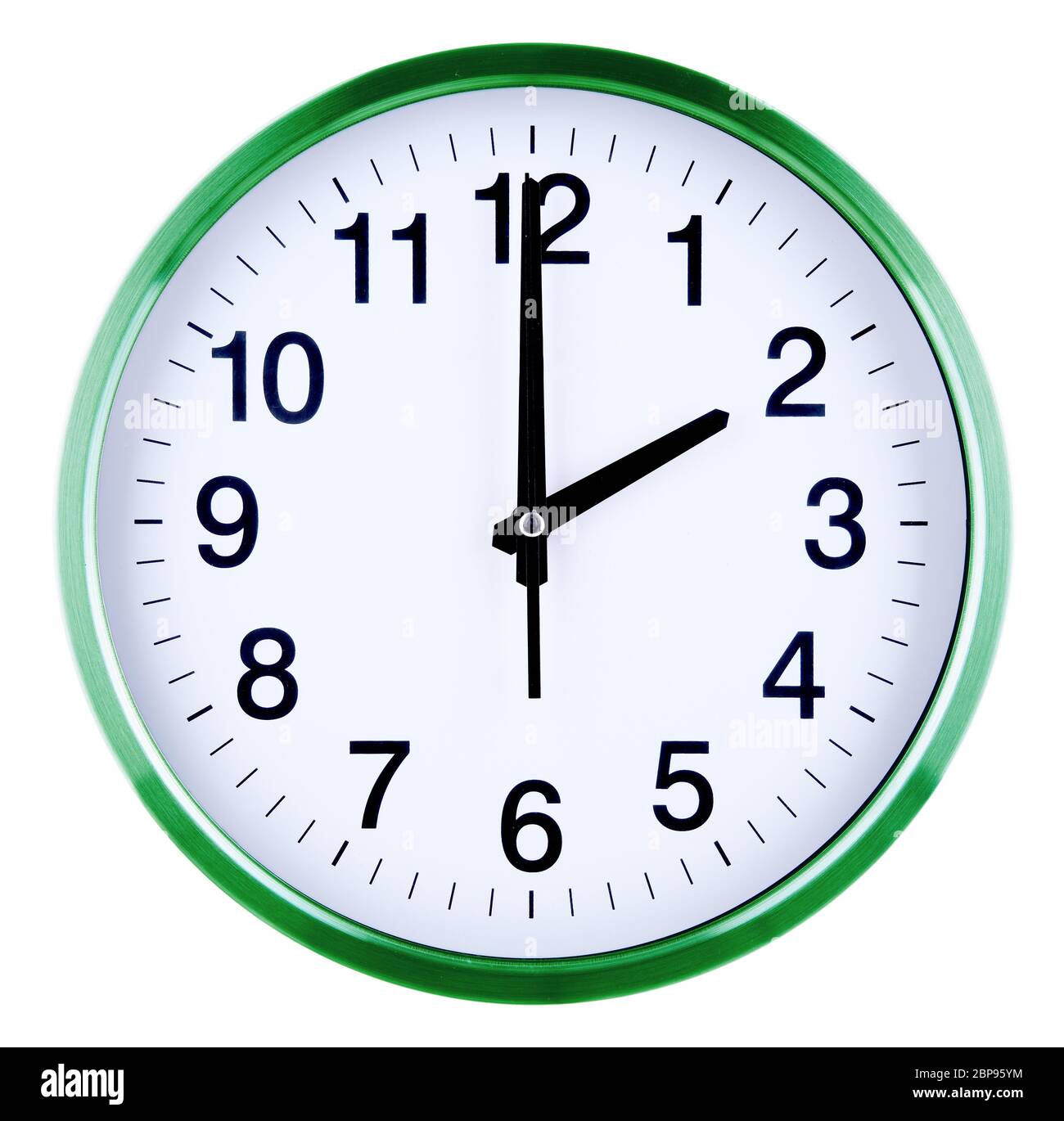 Wall clock isolated on white background. Two oclock Stock Photo - Alamy