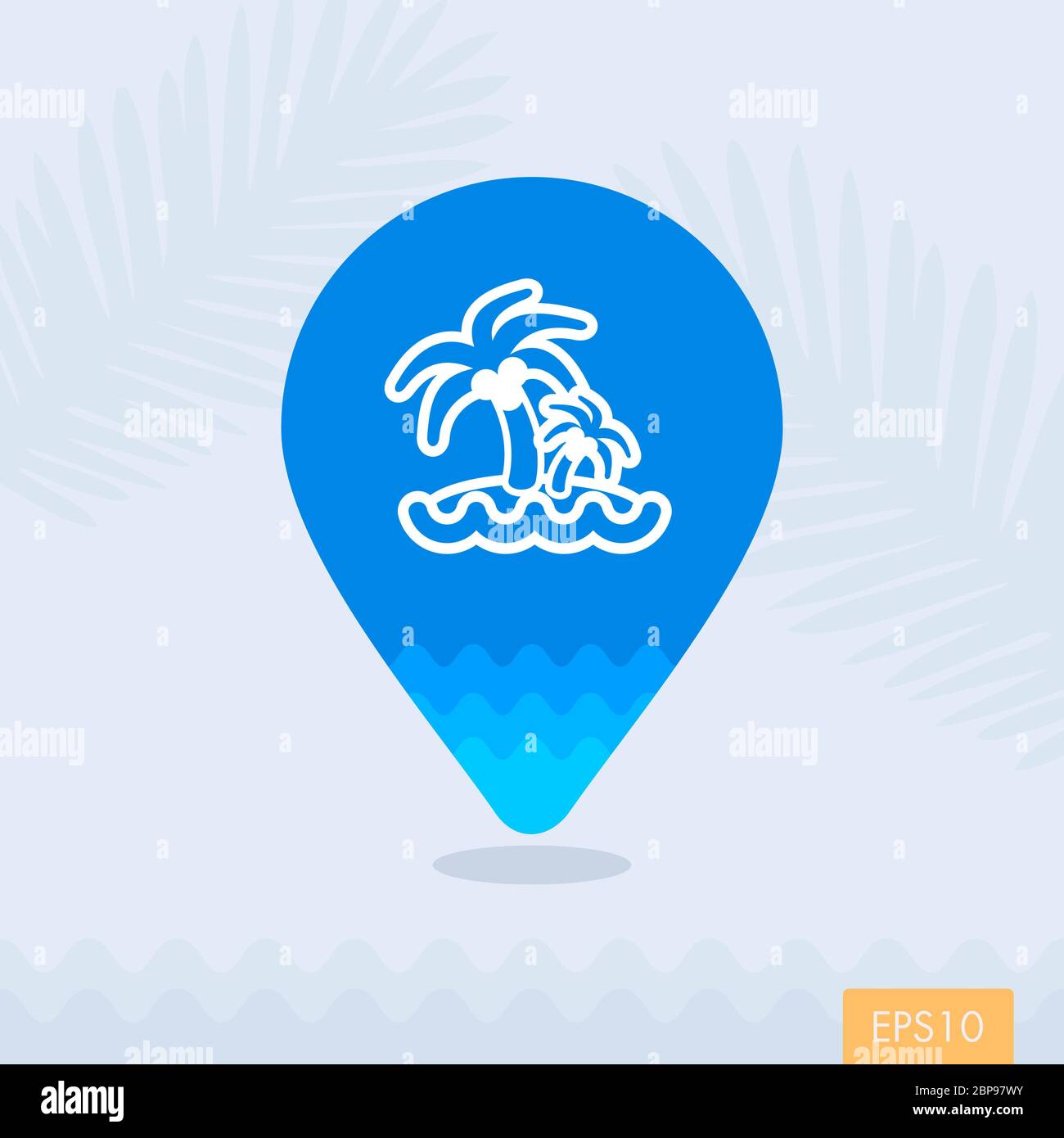 Island with palm trees vector pin map icon. Beach Map pointer. Summer ...