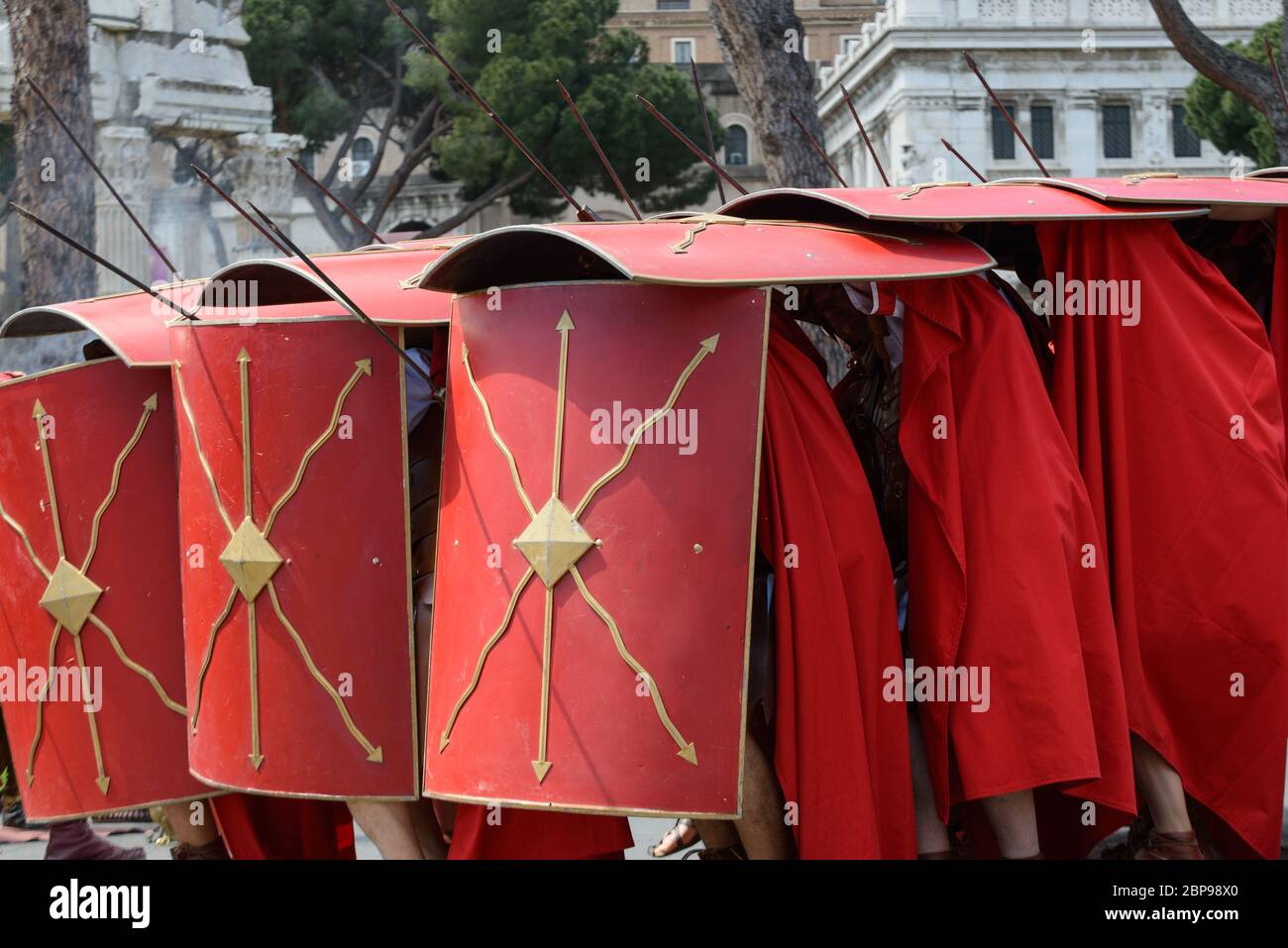 Rome, Italy - April 23, 2017:  the representation of the ancient romans in the Birthday of Rome, with centurions, soldiers, legions, senators, handmai Stock Photo