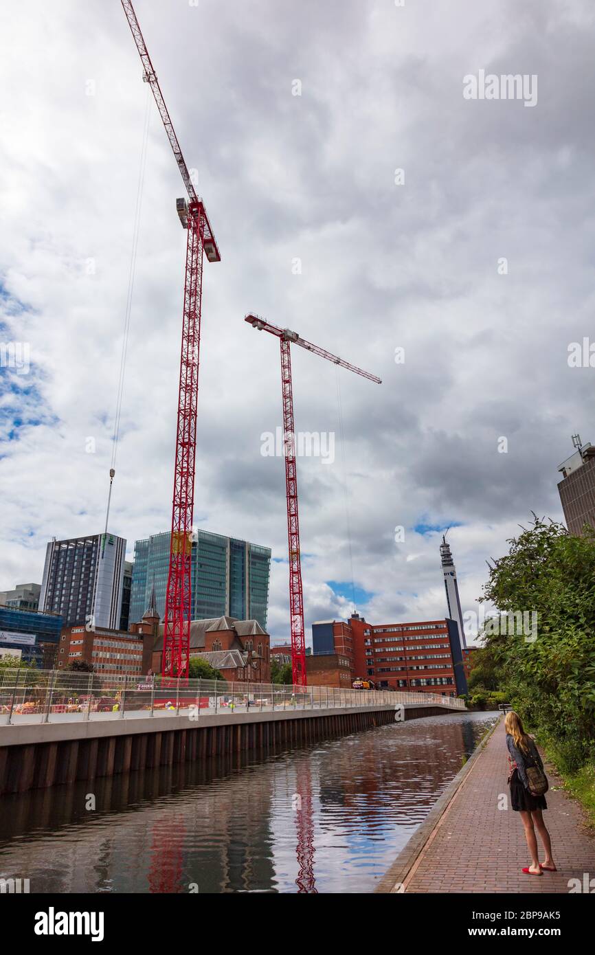Developments along the Birmingham and Fazeley Canal, high rise blocks