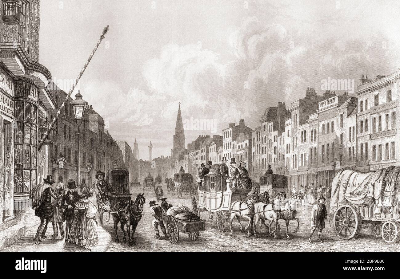 High Street, Whitechapel, London, England, 19th century.  From The History of London: Illustrated by Views in London and Westminster, published c.1838. Stock Photo