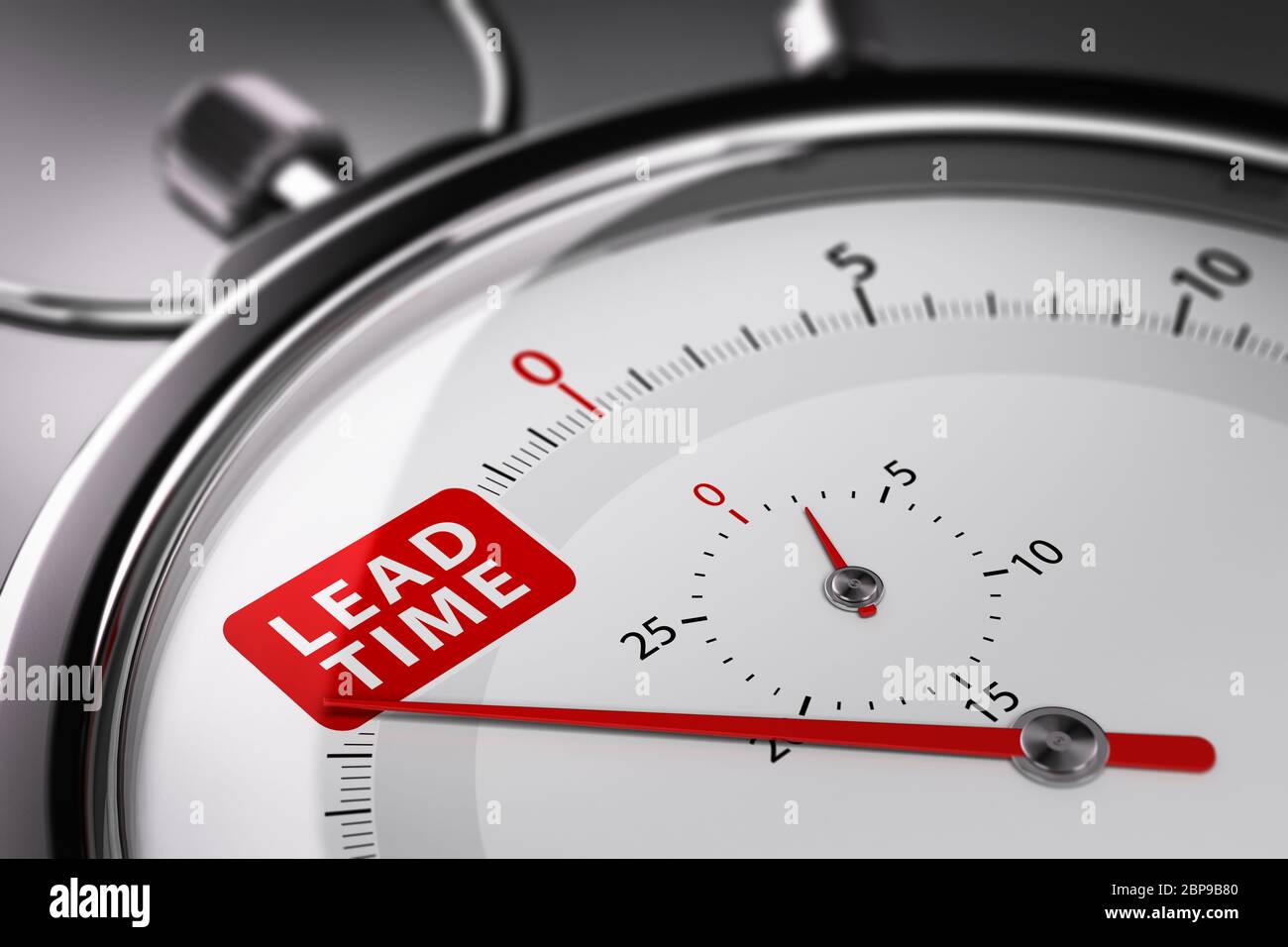 Lead time written on a conceptual stopwatch. Supply Chain Management Concept. 3D illustration. Stock Photo