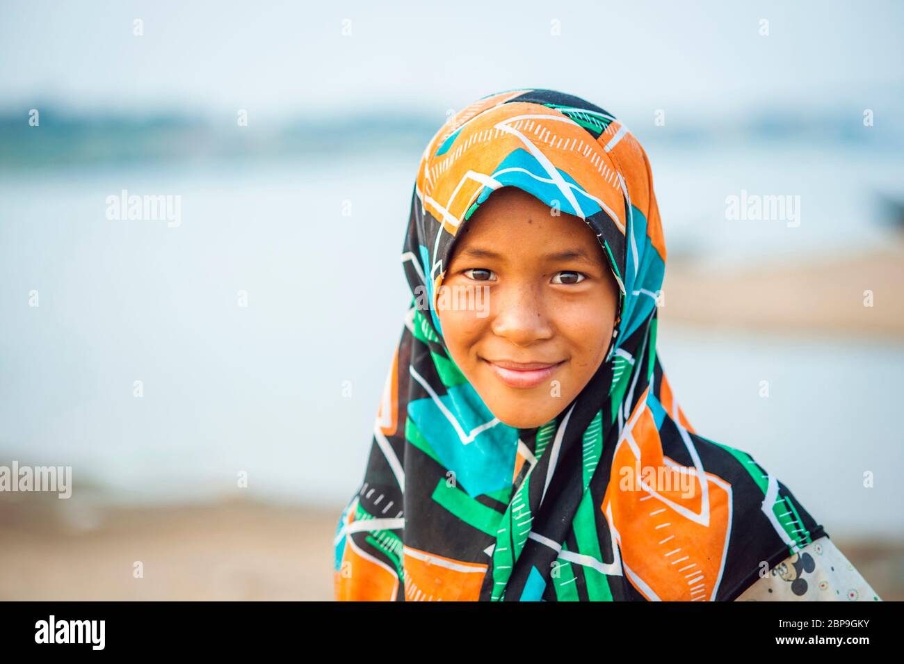 A portrait of a young Cambodian girl. Ko Pen, Cambodia, Southeast Asia Stock Photo