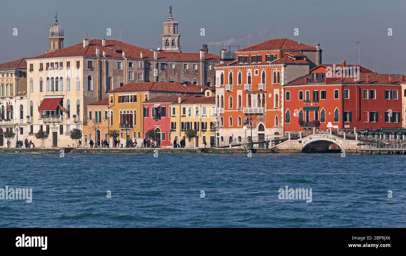 Colourful Houses at Giudecca Canal in Venice Italy Stock Photo - Alamy
