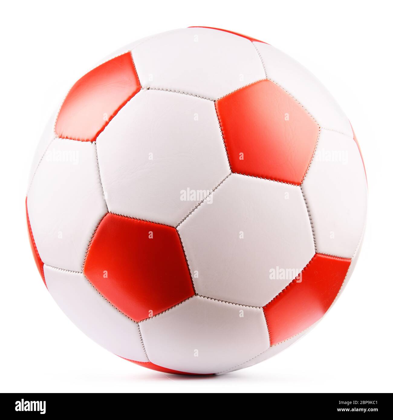 Red leather soccer ball isolated on white background Stock Photo Alamy