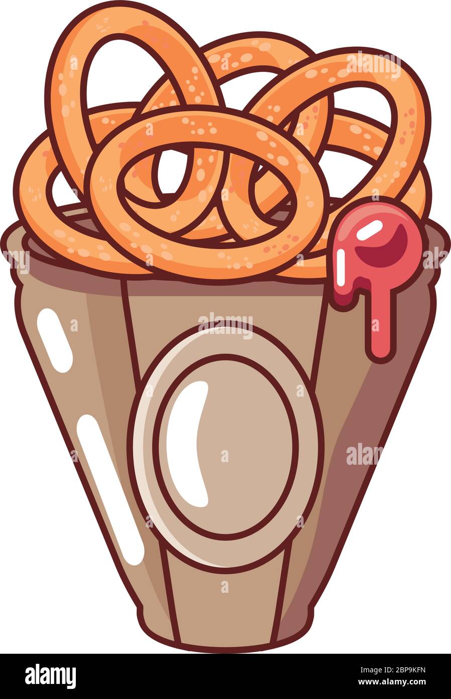 container with bread pretzel on white background vector illustration ...