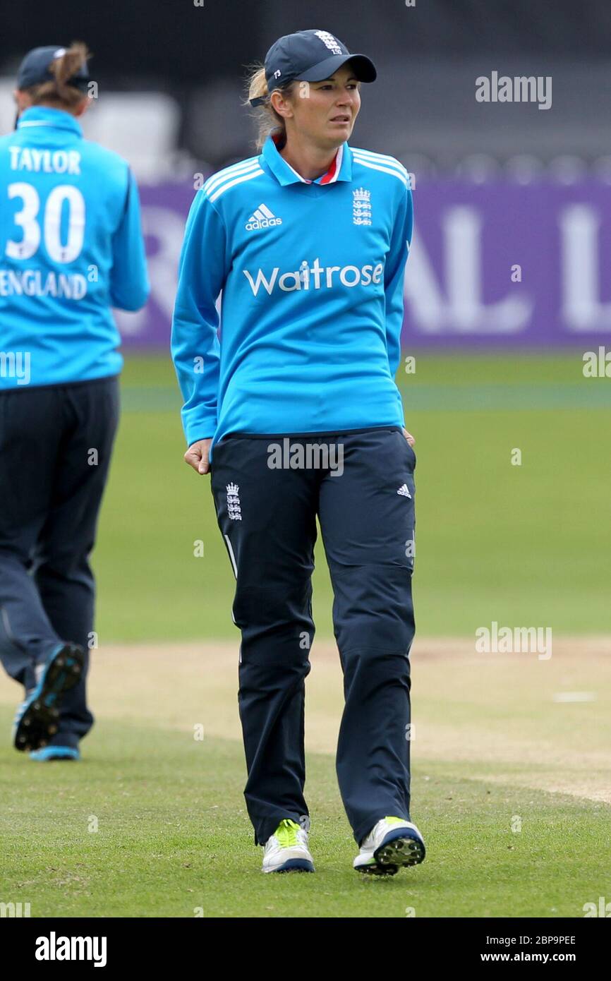 SCARBOROUGH, ENGLAND -  England captain Charlotte Edwards during the First One Day International between England Women and India Women at Scarborough CC, North Marie Road, Scarborough on Thursday 21st August 2014 (Credit: Mark Fletcher| MI News) Stock Photo