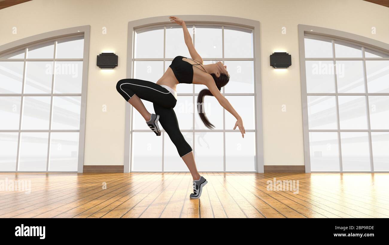 Modern Dance with Female Dancer Dancing Artistically Stock Photo