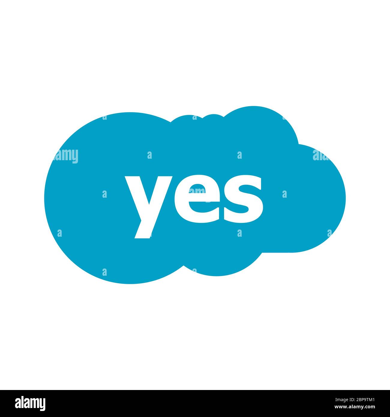 Yes word on talk shape. Blue and white color. No in speech bubble on white background. Design element for badge, sticker, mark, symbol icon and card c Stock Photo