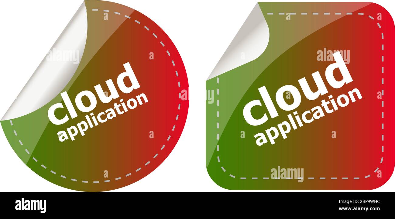 cloud application stickers label tag set isolated Stock Photo
