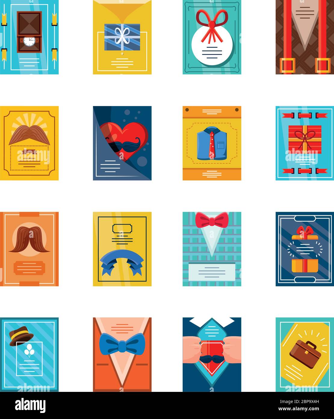 set of fathers day cards vector illustration design Stock Vector Image ...