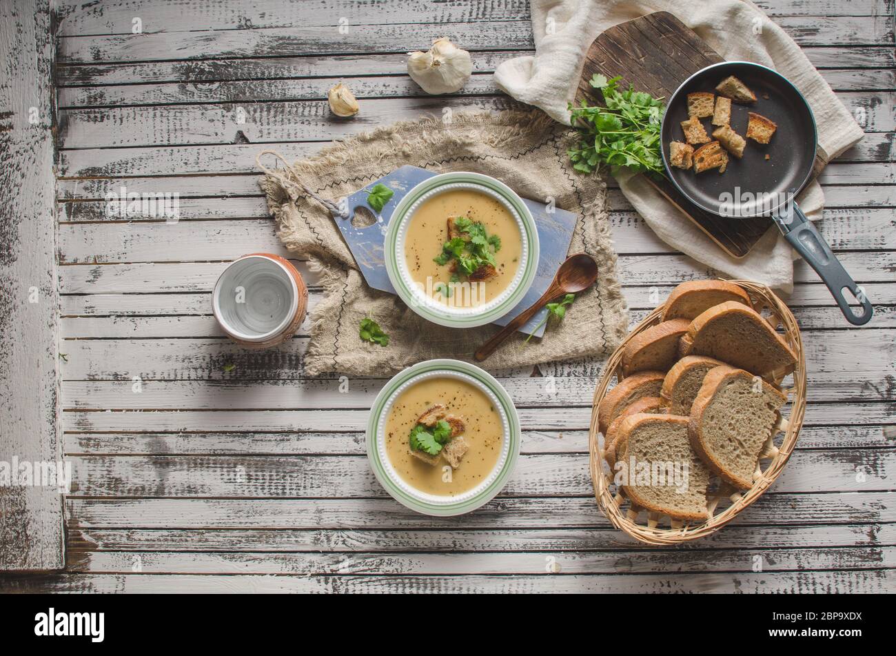 Delicious homemade soup, food photography, bio organic food Stock Photo