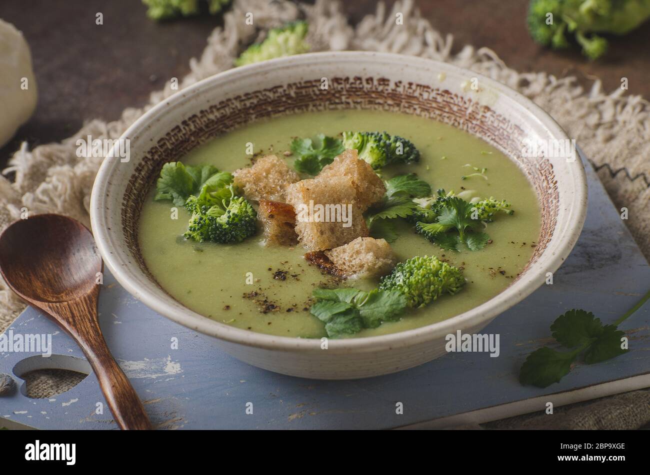Delicious soup main dish, food photography, homemade food Stock Photo