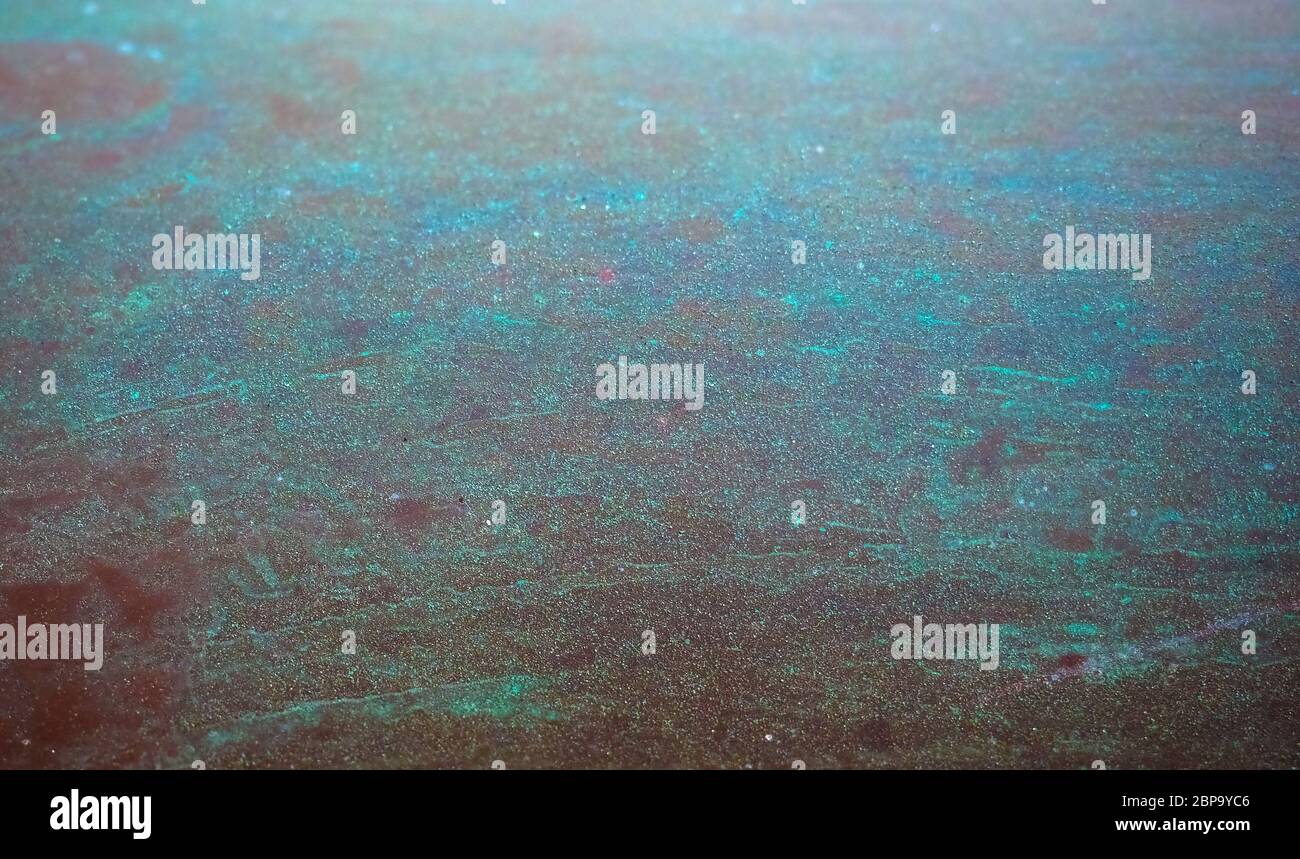 blue green oxidised copper metal texture useful as a background Stock