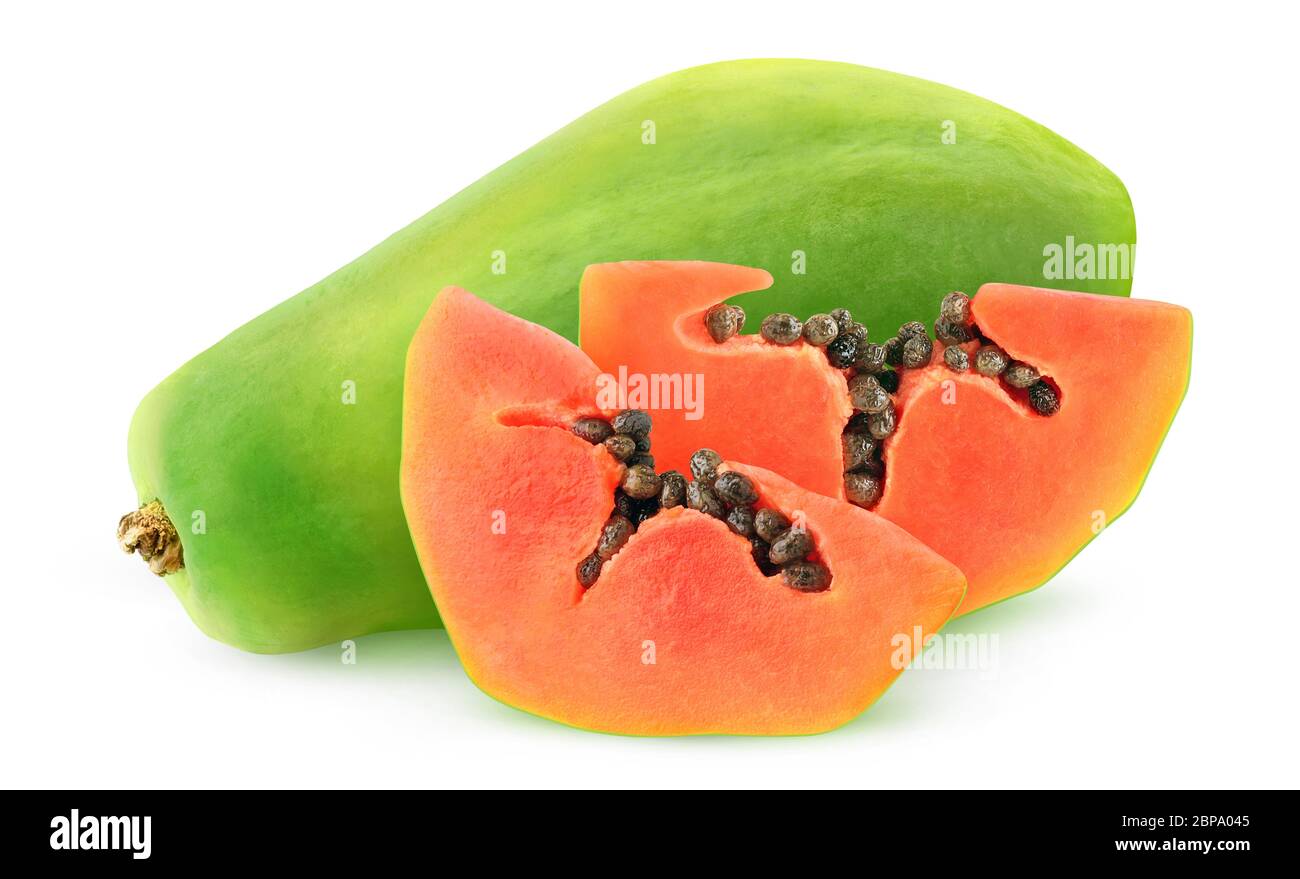 TWO pieces of sweet orange and one piece of Papaya isolated on white  background 9695160 Stock Photo at Vecteezy