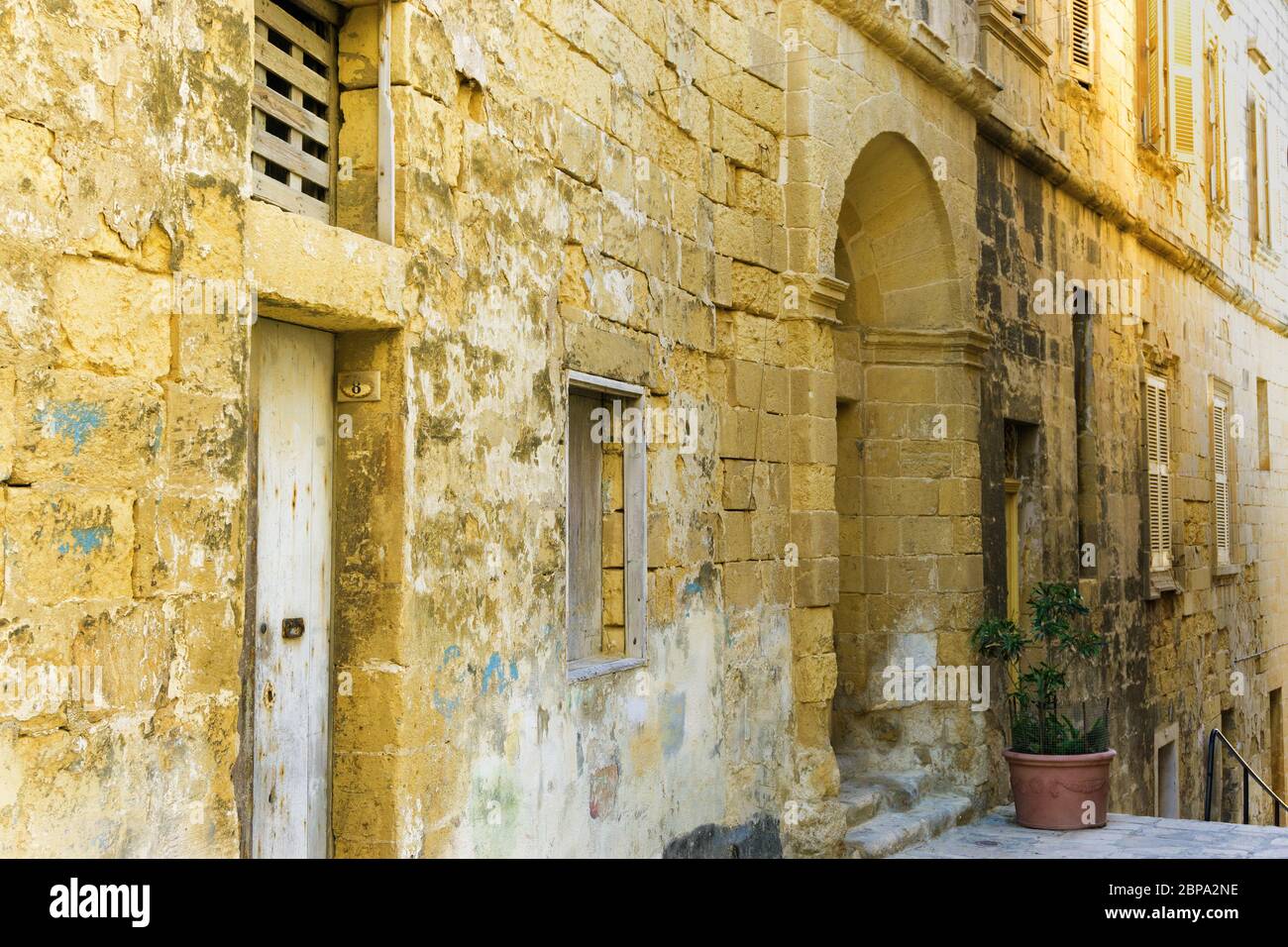Old and traditional buildings in Senglea, Malta Stock Photo