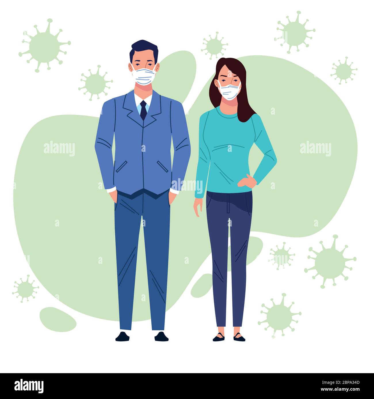 couple using face mask for corona virus Stock Vector Image & Art - Alamy