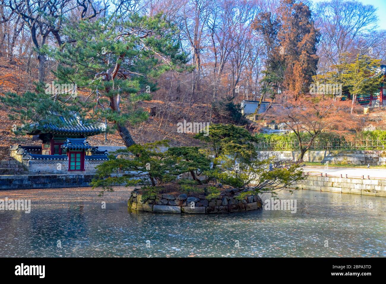 Seoul,South Korea 1/12/2020 Buyeongji pond at the Huwon park, Secret Garden, Changdeokgung palace, Seoul, Korea Stock Photo