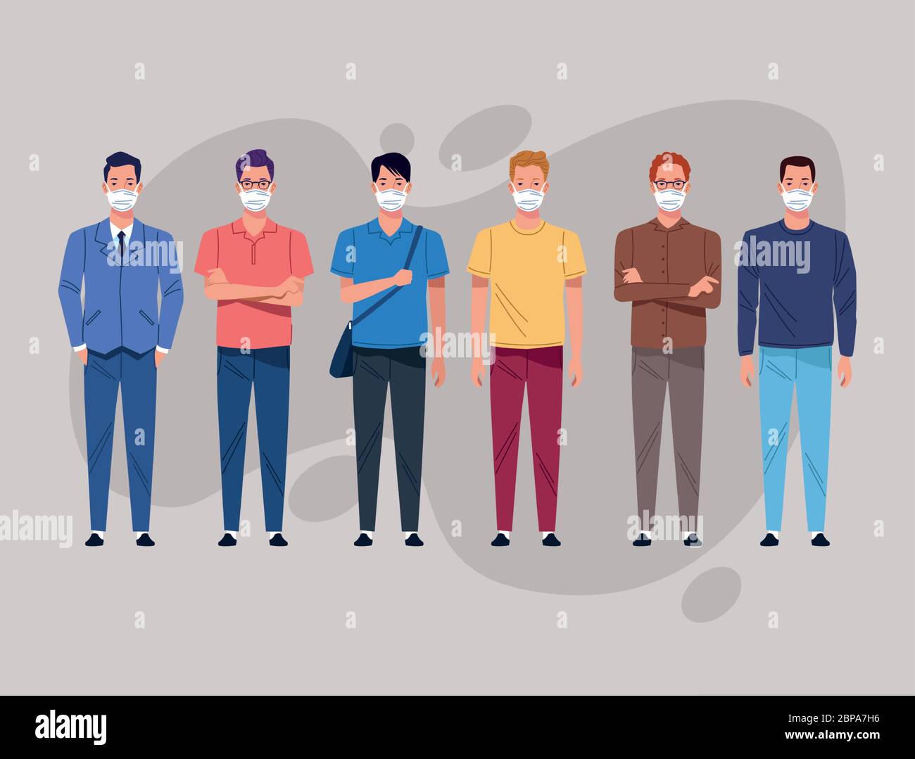 group of men using face mask for corona virus Stock Vector Image & Art ...