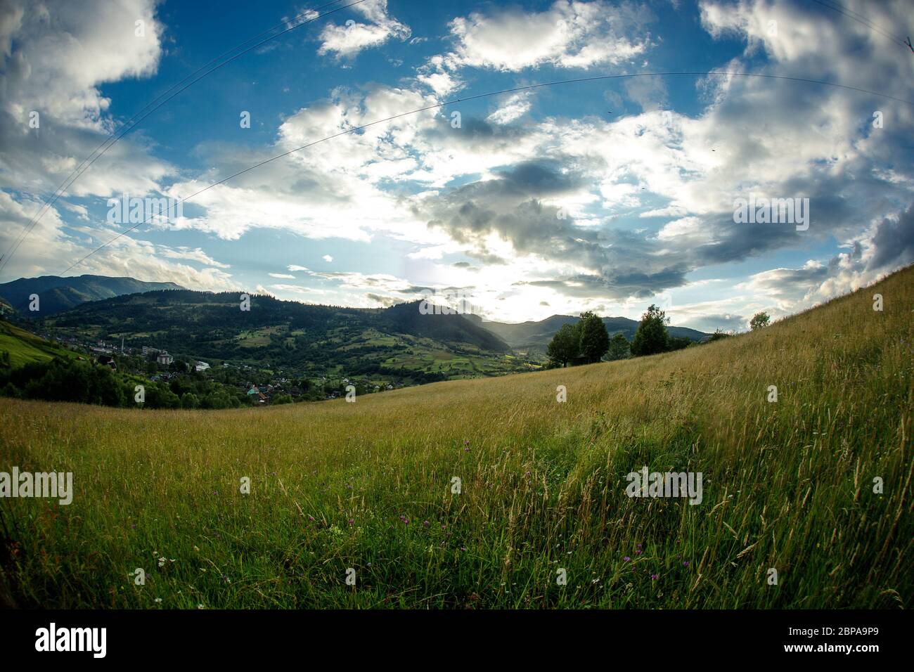 Sunset in the Carpathians. The Carpathians are a beautiful country of mountains. Carpathians are located in Ukraine. In the Carpathians, beautiful Stock Photo