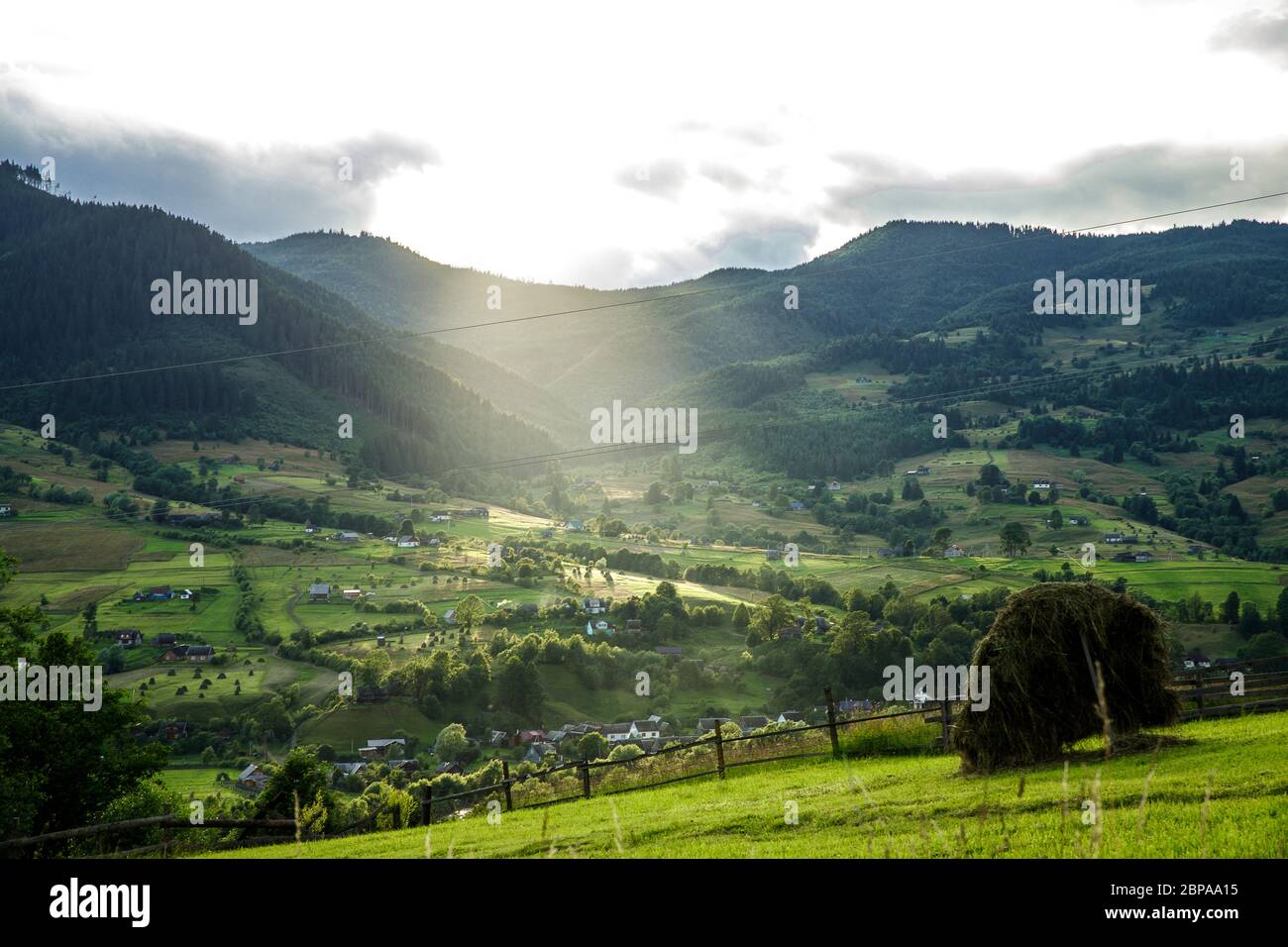 Sunset in the Carpathians. The Carpathians are a beautiful country of mountains. Carpathians are located in Ukraine. In the Carpathians, beautiful Stock Photo