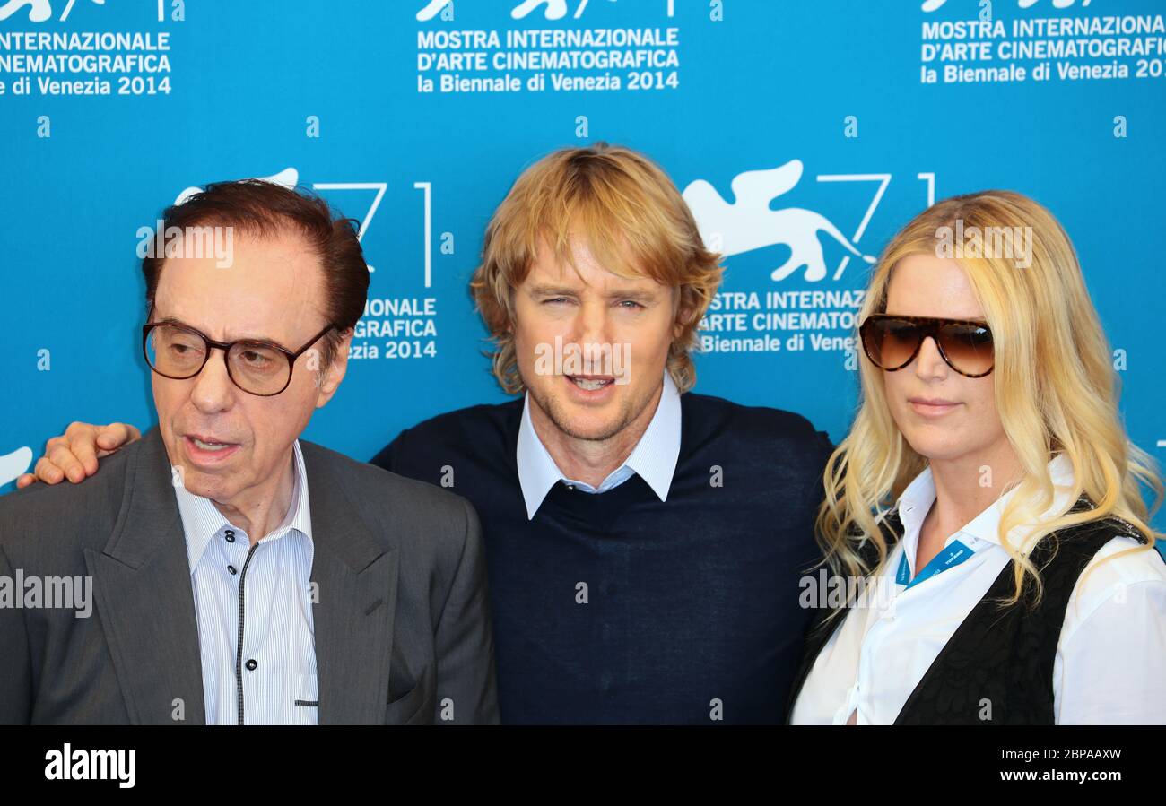 VENICE, ITALY - AUGUST 29: Peter Bogdanovich, Owen Wilson and Louise Stratten attend the 'She's Funny That Way' photocall Stock Photo