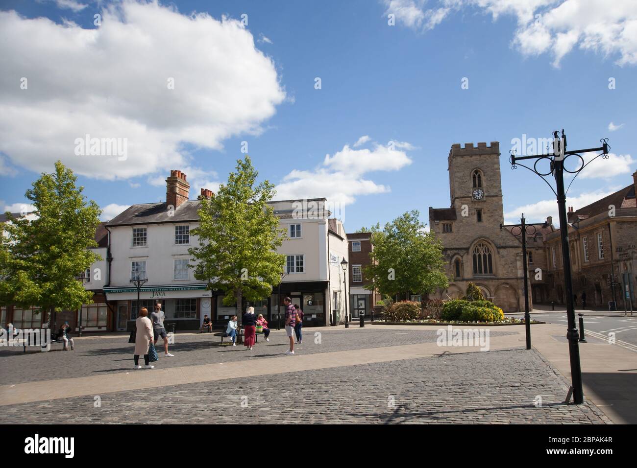 The market square in Abingdon Town Centre in Oxfordshire, UK Stock Photo