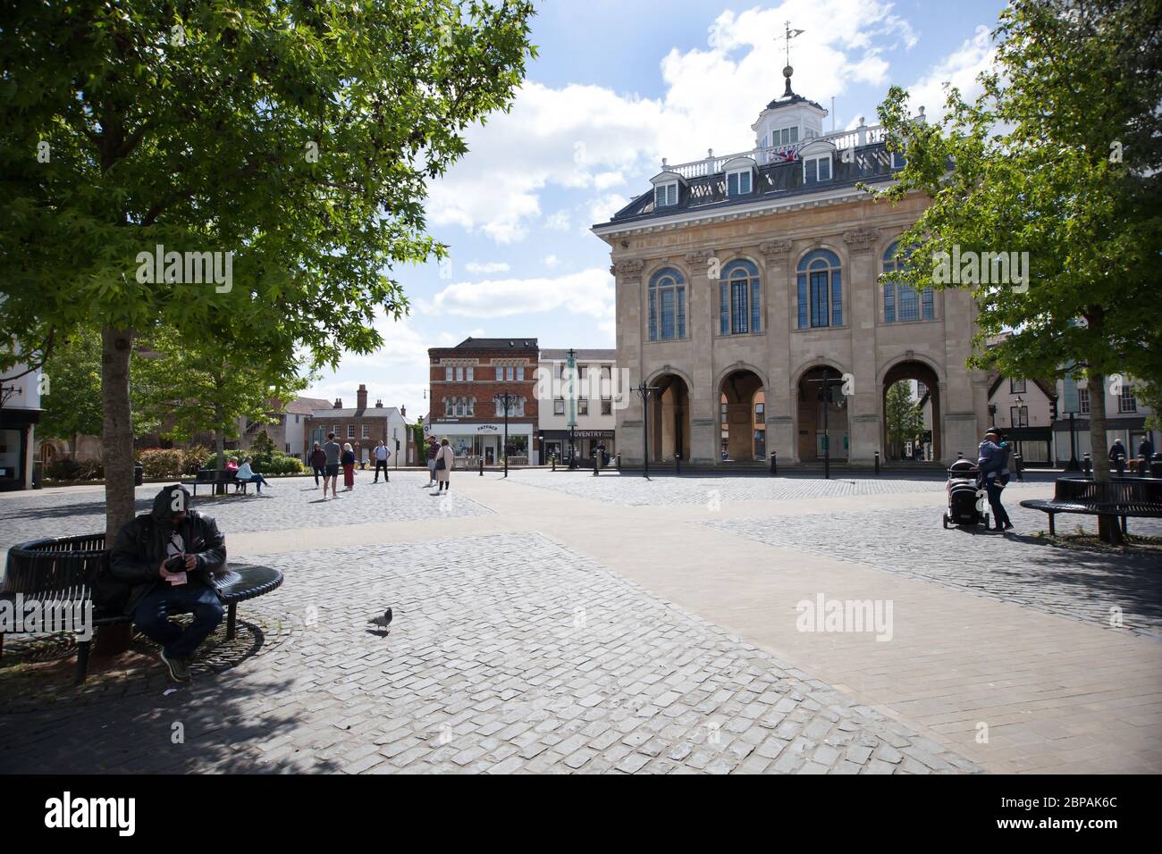 The market square and old County Hall in Abingdon Town Centre in Oxfordshire, UK Stock Photo