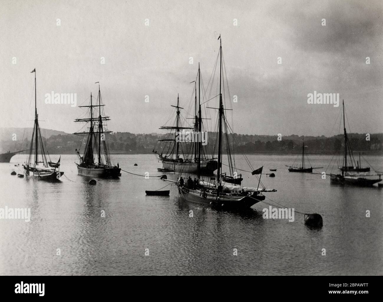Ships tied up in the harbour, Torquay, Devon Stock Photo