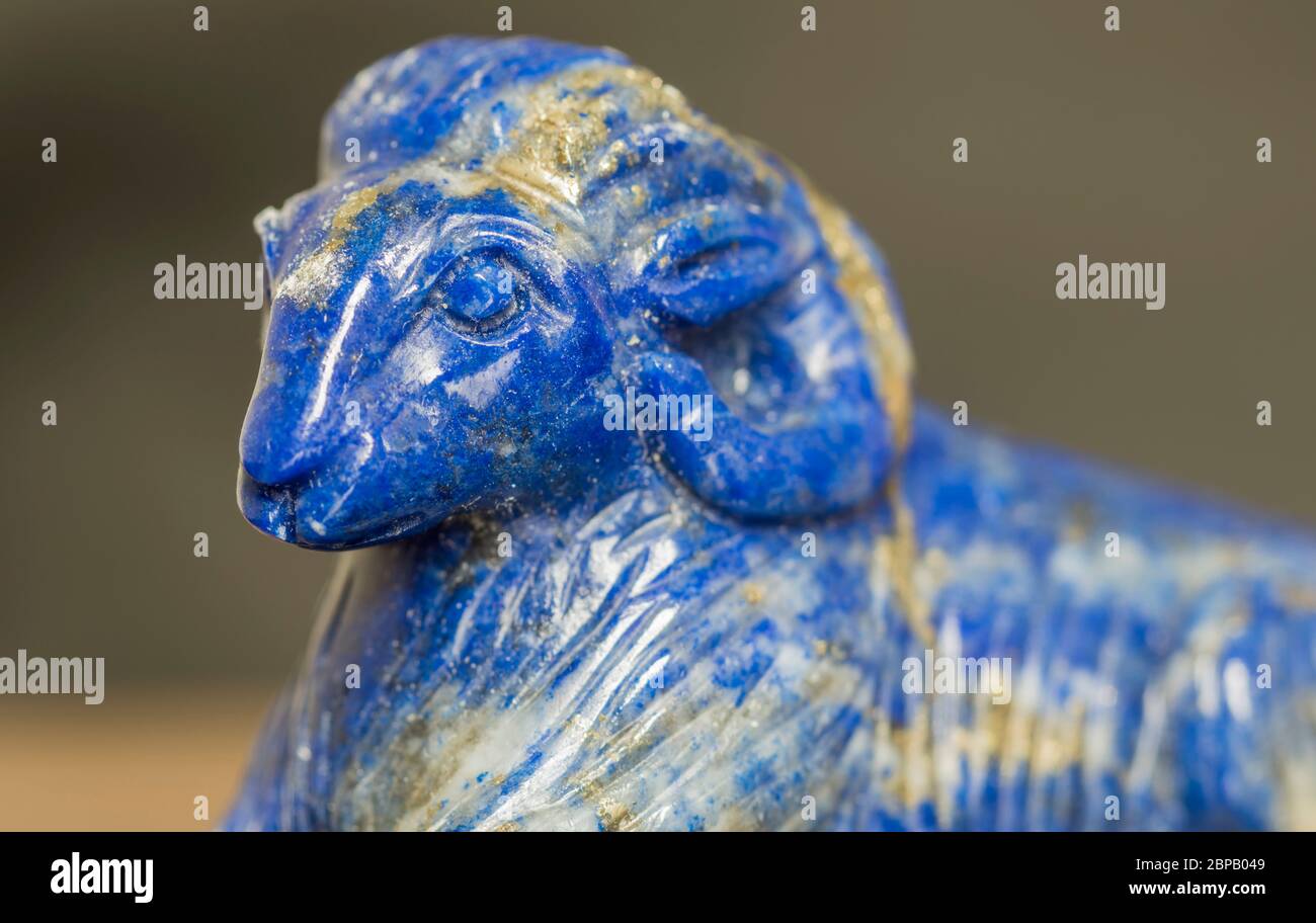 Carved Lapis Lazuli figure of a goat Stock Photo
