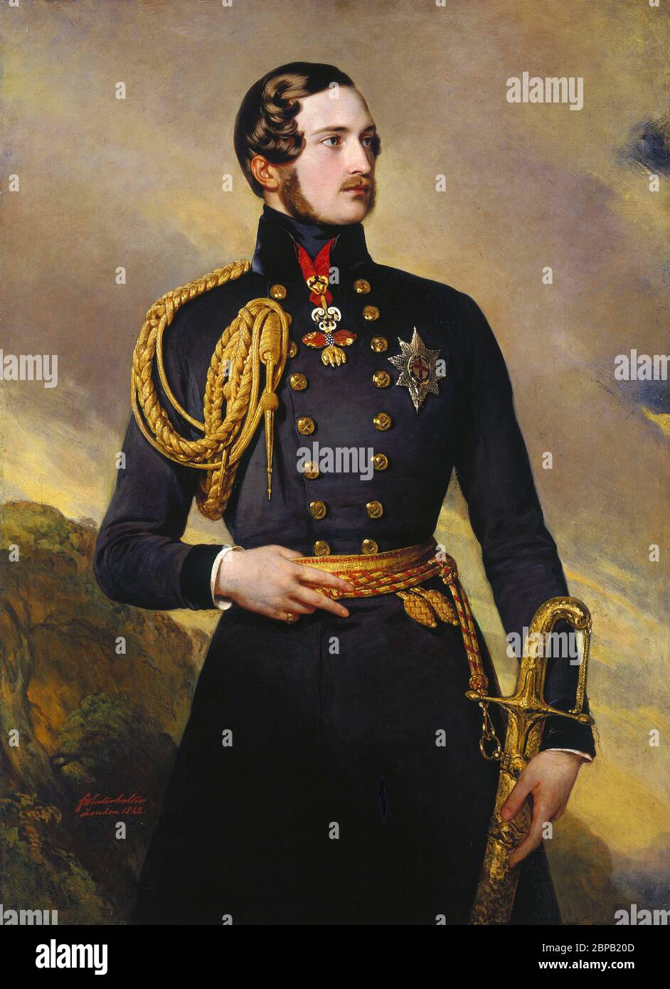 Prince Albert by Franz Xaver Winterhalter, oil on canvas, 1842. Prince Albert of Saxe-Coburg and Gotha (Francis Albert Augustus Charles Emmanue: 1819–1861) was Prince Consort as husband of Queen Victoria. Stock Photo