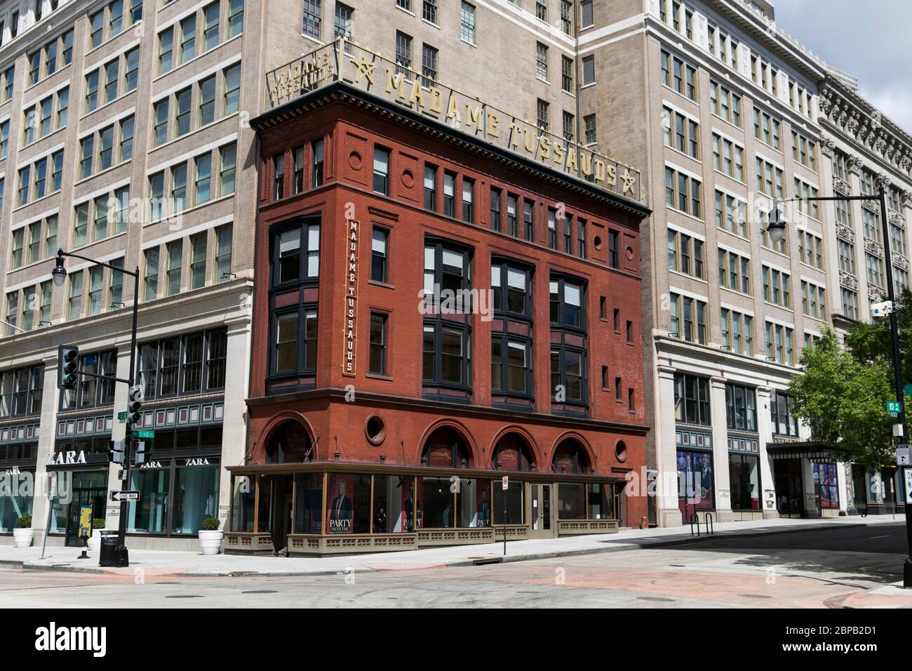 A logo sign outside of a Madame Tussauds wax museum location in