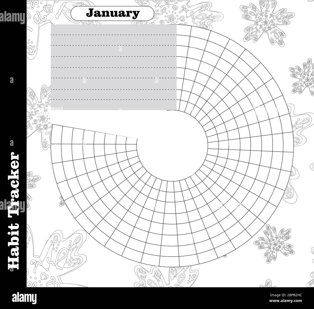 Habit tracker is empty. Bullet magazine template. Monthly planner. Vector illustration. Organizer for printing, diary, planner for important purposes Stock Vector