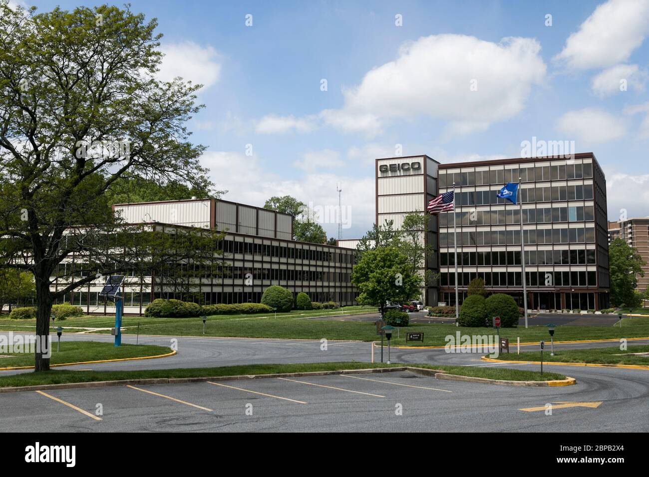 A logo sign outside of the headquarters of The Government Employees  Insurance Company (GEICO) in Chevy Chase, Maryland on May 9, 2020 Stock  Photo - Alamy