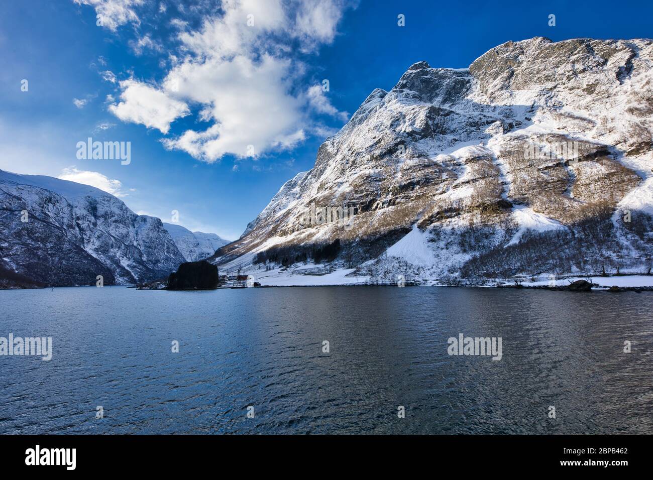 Beautiful scenic of Sogne fjord in Norway from Gudvagen to Flam Stock Photo