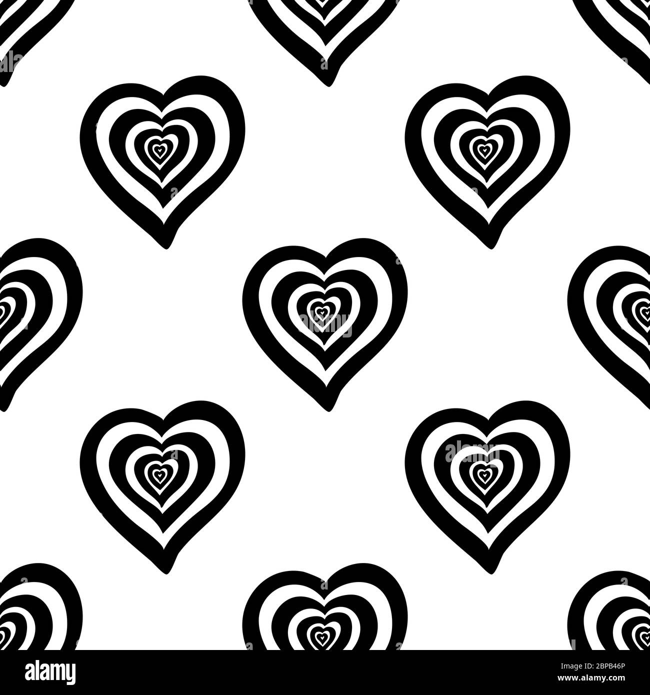 Seamless pattern made from hand drawn doodle hearts. Isolated on white ...