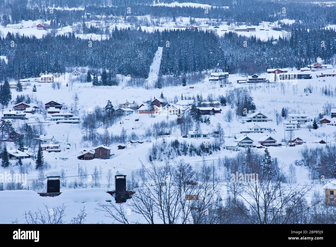 Snow Sled Dogs in Geilo Norway Stock Photo
