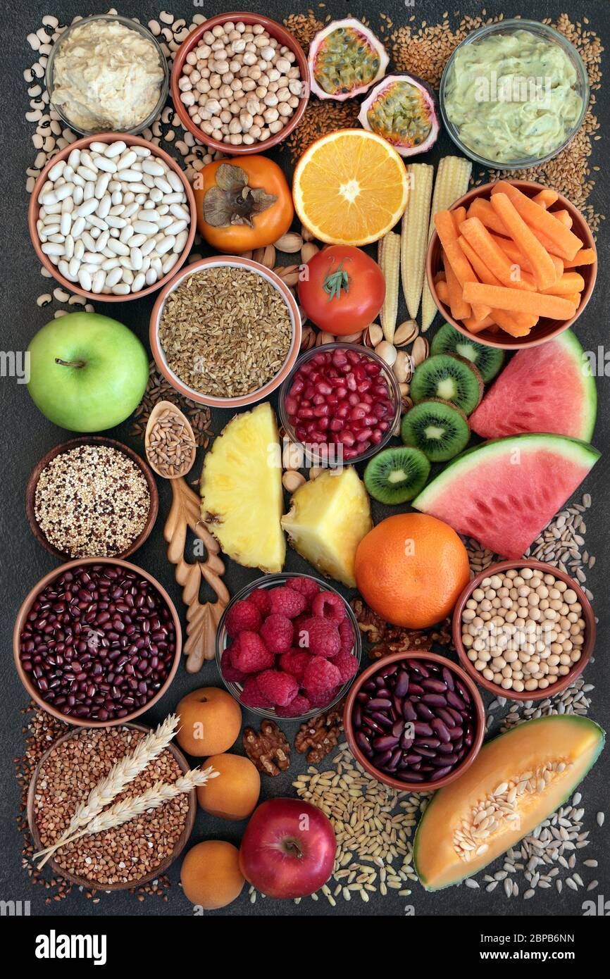 High fibre health food concept with super foods high in antioxidants