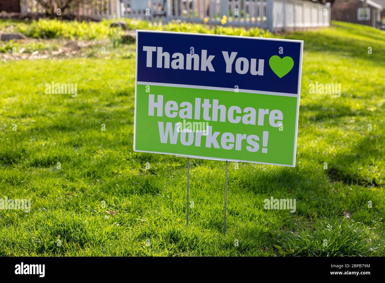 Sign, thanking Healthcare workers, by James D Coppinger/Dembinsky Photo Assoc Stock Photo