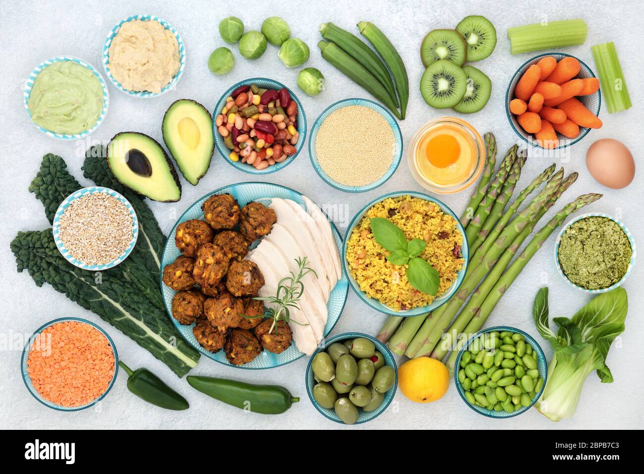 Healthy super food collection with foods high in antioxidants, vitamins, minerals, protein