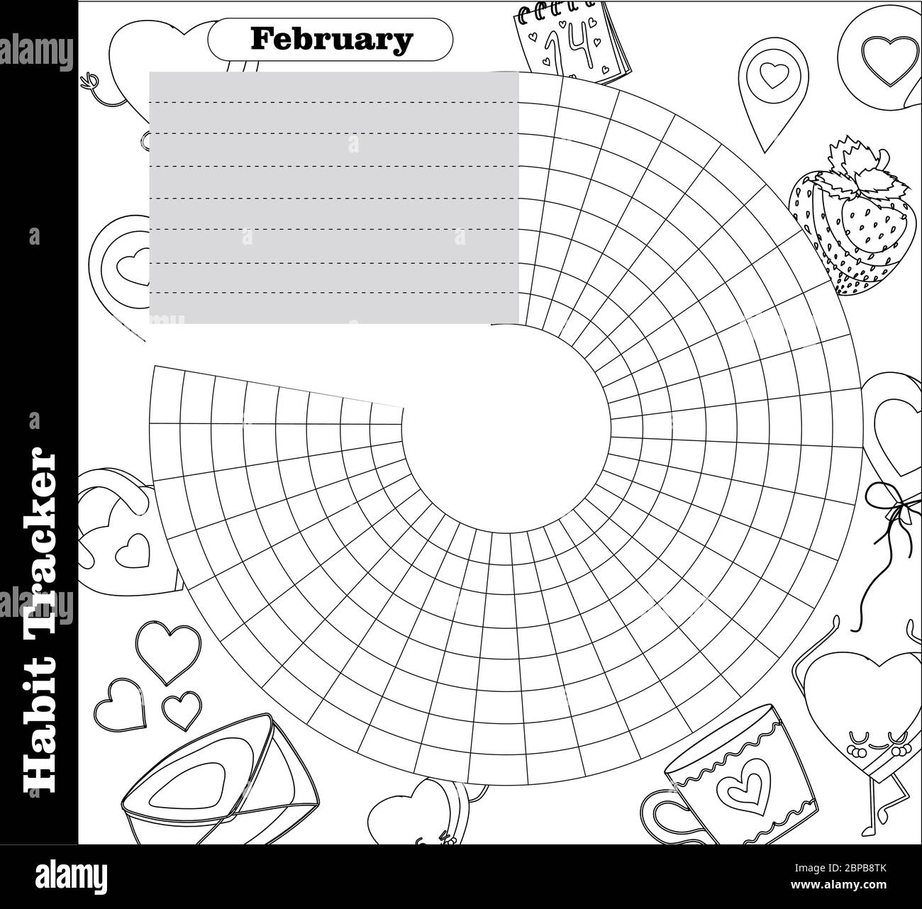 Habit tracker is empty. Bullet magazine template. Monthly planner. Vector illustration. Organizer for printing, diary, planner for important purposes Stock Vector