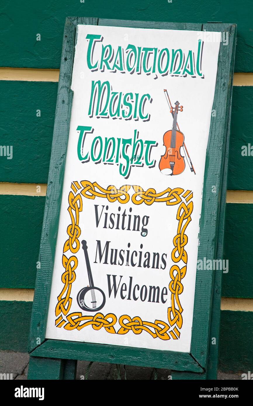 Sign, Corner House Pub, Ardara Town, County Donegal, Ireland Stock