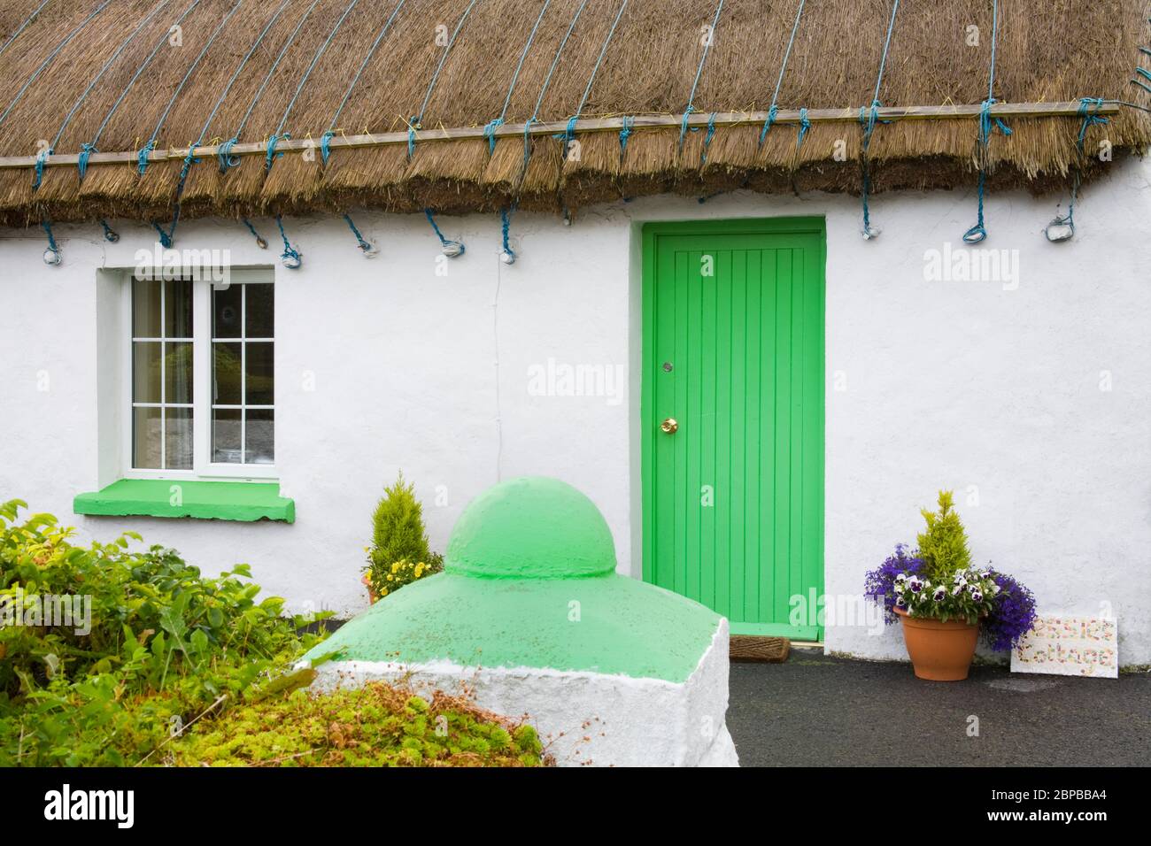 Thatched Cottage, Glencolmcille Village, County Donegal, Ireland Stock