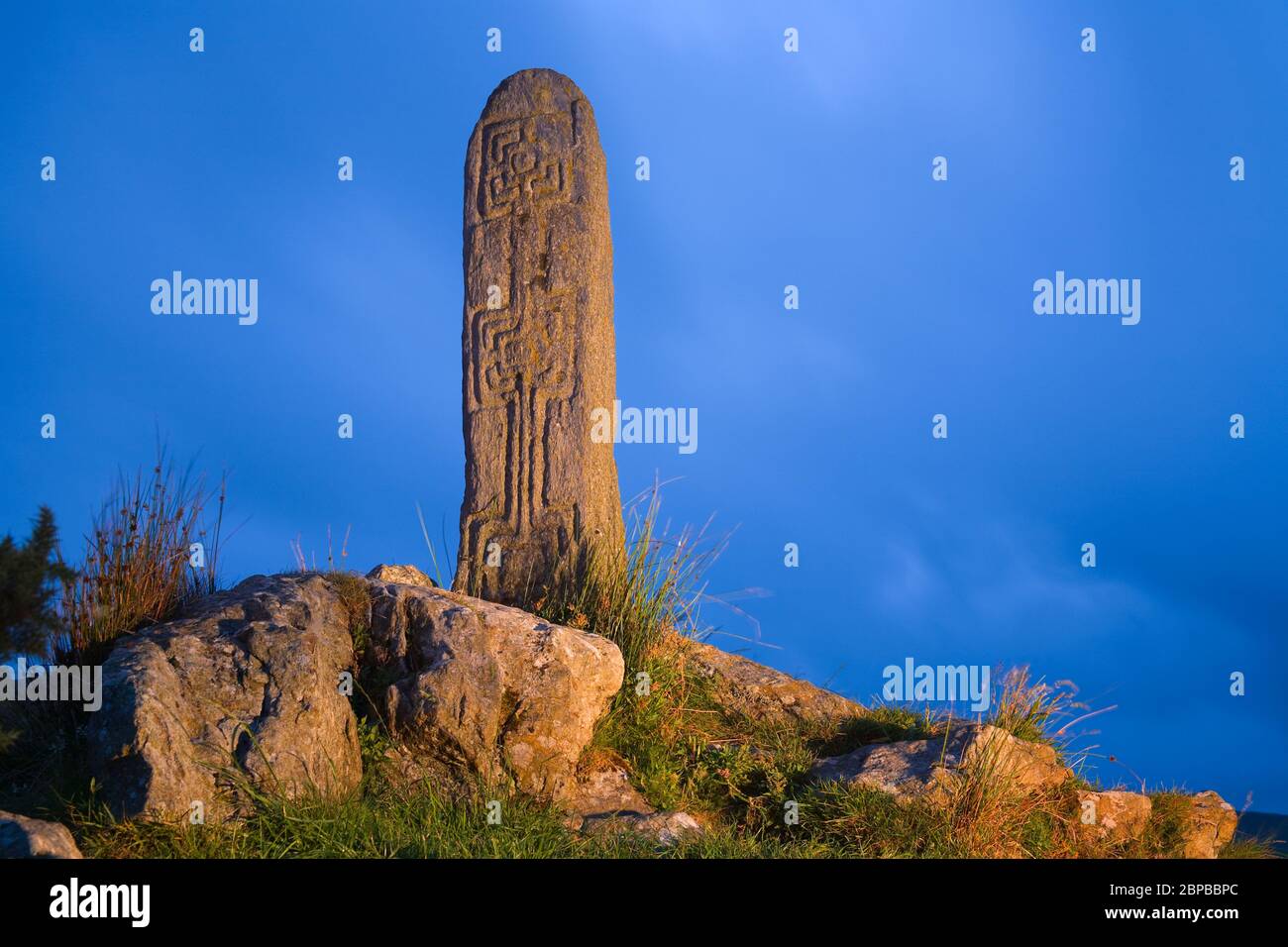 Standing Stone, Glencolmcille Village, County Donegal, Ireland Stock