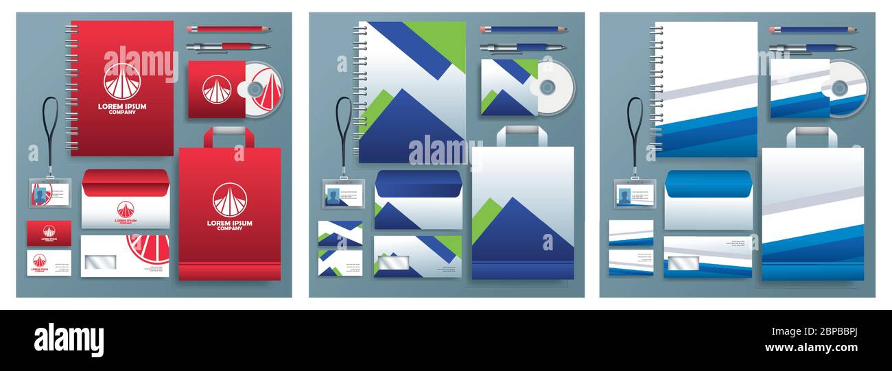 differents stationary templates in gray background Stock Vector