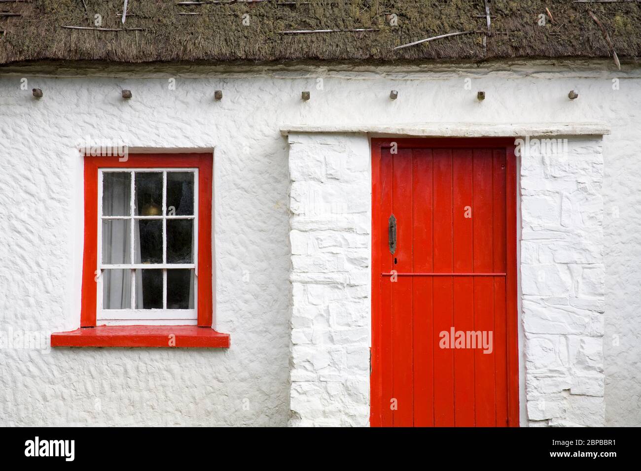 Thatched Cottage, Kilmacrenan Village, County Donegal, Ireland Stock